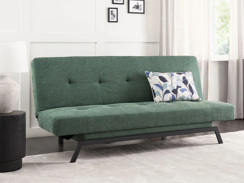 Beliani Trivietė išskleidžiama sofa LEEDS, žalia