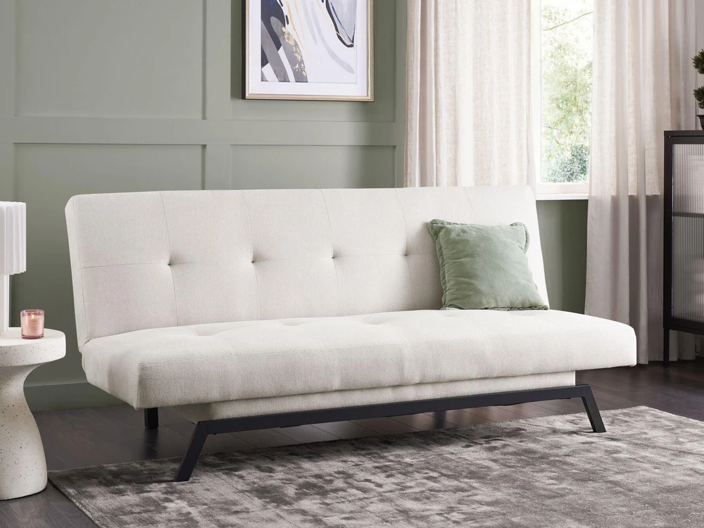 Beliani Trivietė išskleidžiama sofa LEEDS, balta