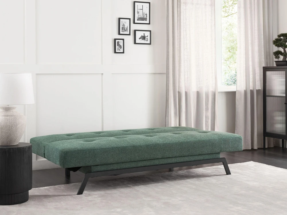 Beliani Trivietė išskleidžiama sofa LEEDS, žalia