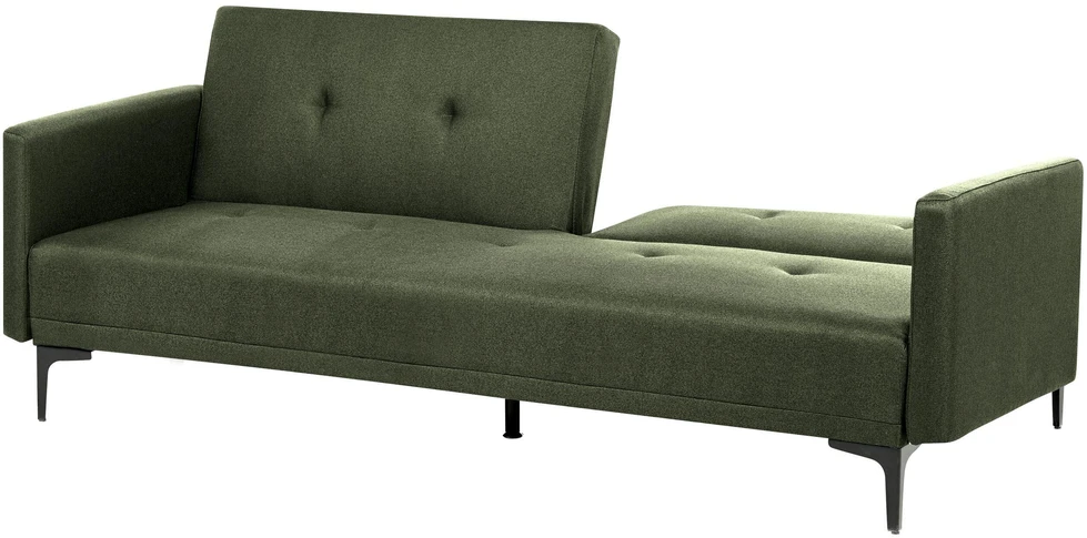 Beliani Trivietė išskleidžiama sofa LUCAN tamsiai žalia