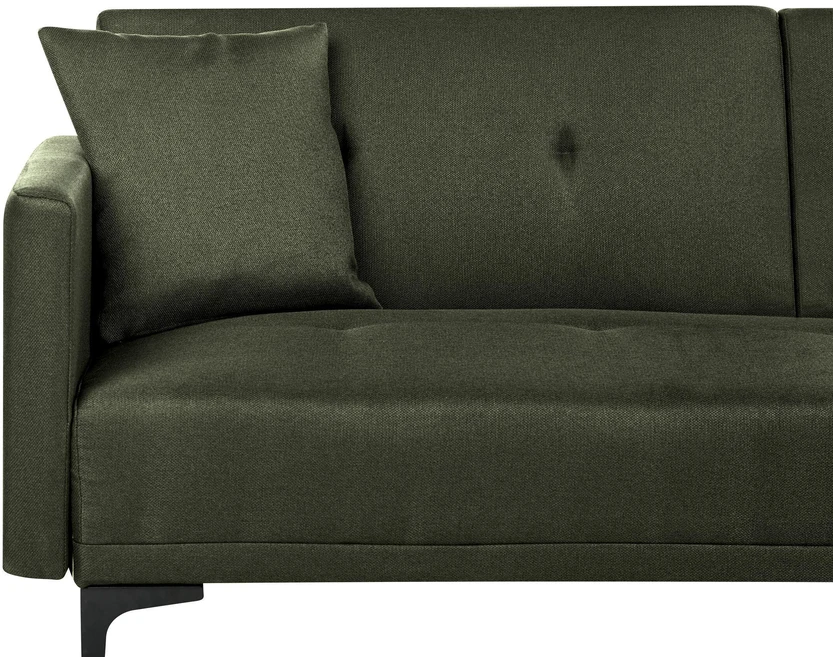 Beliani Trivietė išskleidžiama sofa LUCAN tamsiai žalia