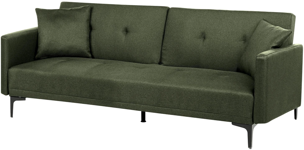 Beliani Trivietė išskleidžiama sofa LUCAN tamsiai žalia