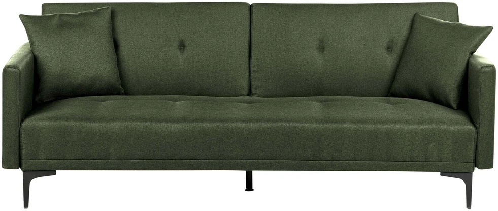 Beliani Trivietė išskleidžiama sofa LUCAN tamsiai žalia