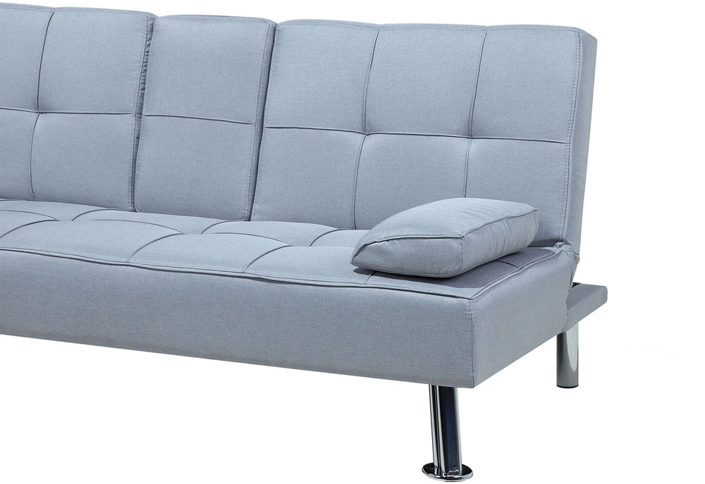 Beliani Trivietė išskleidžiama sofa ROXEN šviesiai pilka