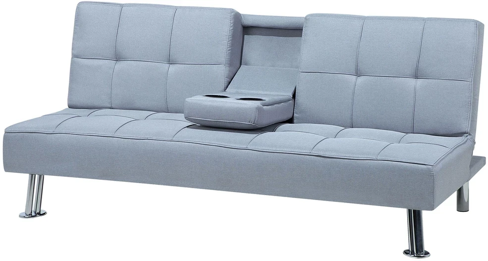 Beliani Trivietė išskleidžiama sofa ROXEN šviesiai pilka