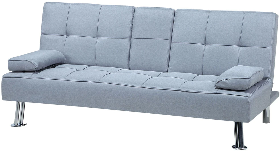 Beliani Trivietė išskleidžiama sofa ROXEN šviesiai pilka