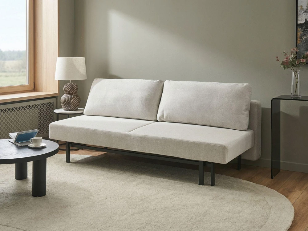 Beliani Trivietė išskleidžiama sofa ROYKKA, kreminė balta