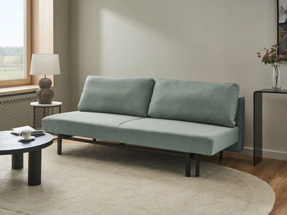 Beliani Trivietė išskleidžiama sofa ROYKKA šviesiai žalia