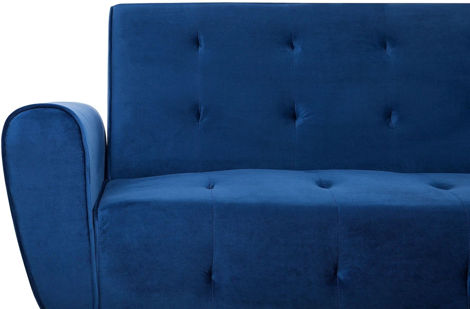 Beliani Trivietė išskleidžiama sofa SELNES, veliūrinė, tamsiai mėlyna