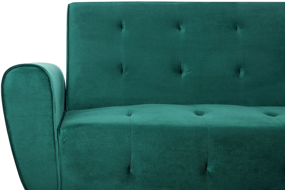 Beliani Trivietė išskleidžiama sofa SELNES, veliūrinė, smaragdinė