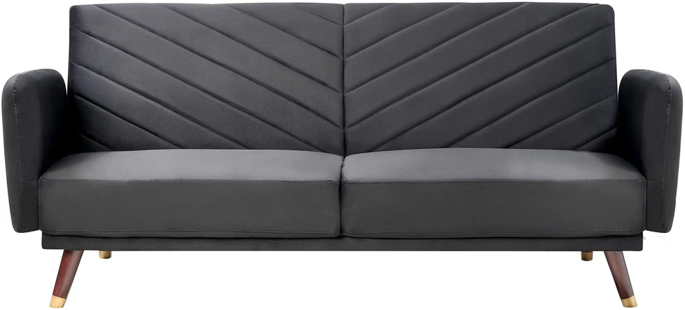 Beliani Trivietė išskleidžiama sofa SENJA, veliūras, juoda