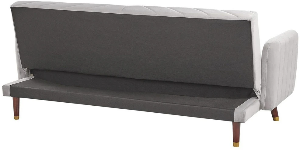 Beliani Trivietė išskleidžiama sofa SENJA, veliūras, šviesiai pilka