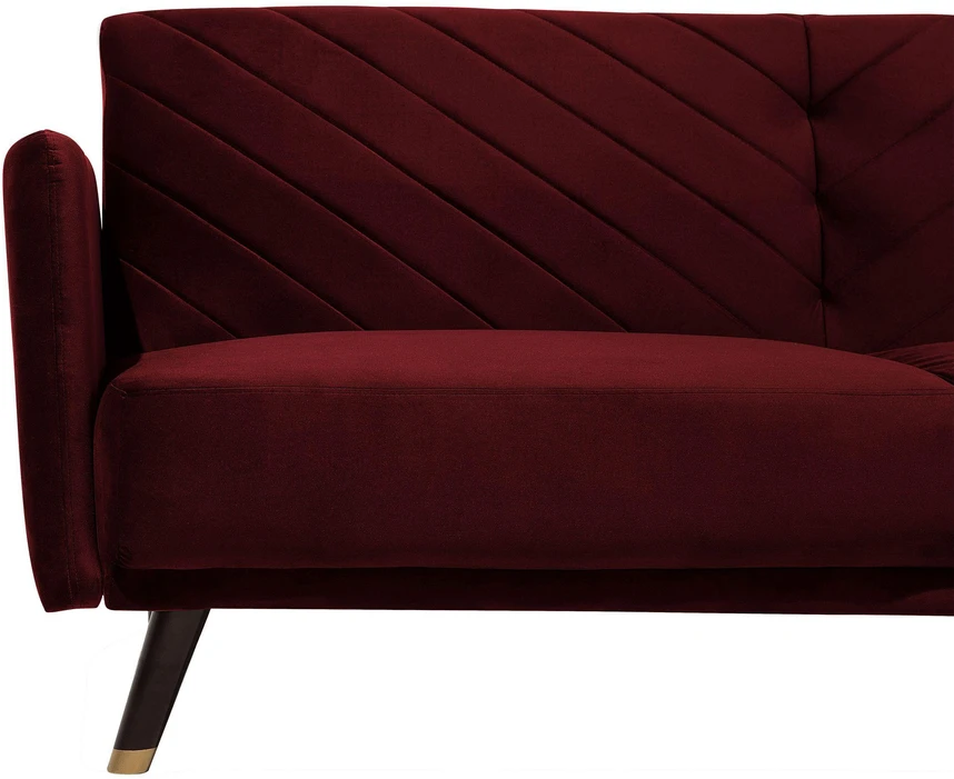 Beliani Trivietė išskleidžiama sofa SENJA, veliūrinė, bordinė
