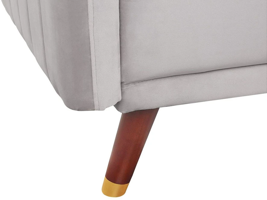 Beliani Trivietė išskleidžiama sofa SENJA, veliūras, šviesiai pilka