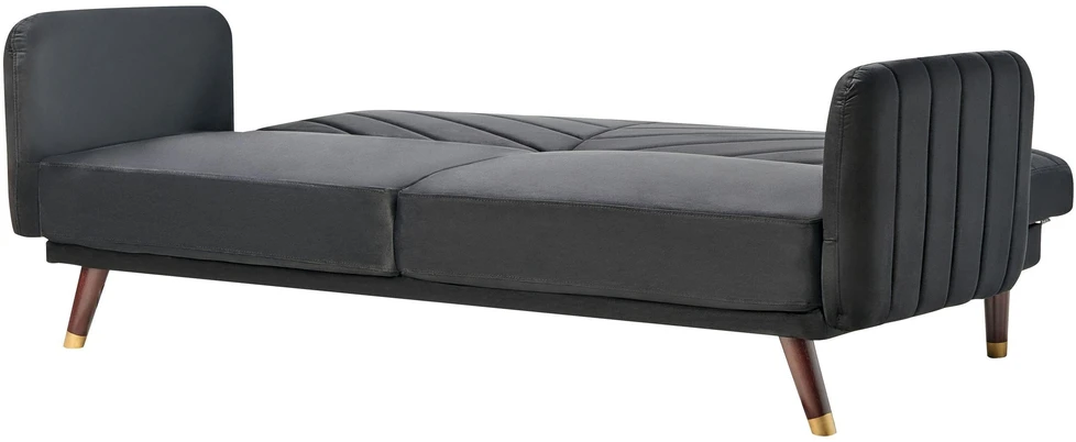 Beliani Trivietė išskleidžiama sofa SENJA, veliūras, juoda