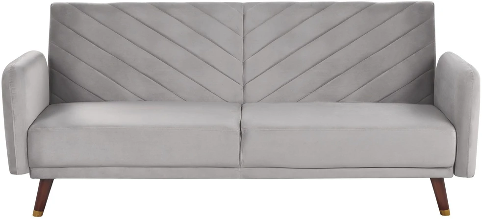 Beliani Trivietė išskleidžiama sofa SENJA, veliūras, šviesiai pilka