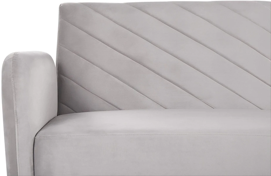Beliani Trivietė išskleidžiama sofa SENJA, veliūras, šviesiai pilka