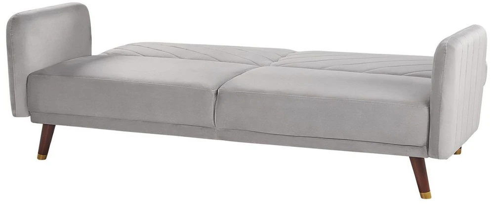 Beliani Trivietė išskleidžiama sofa SENJA, veliūras, šviesiai pilka