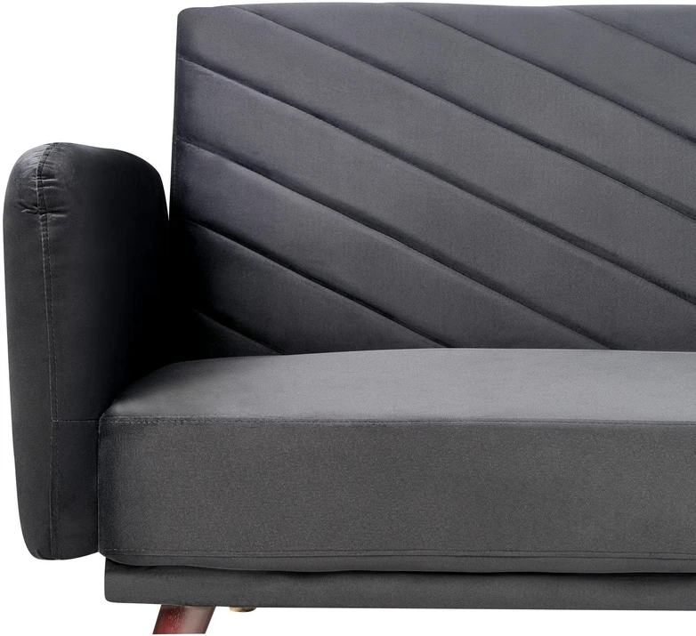 Beliani Trivietė išskleidžiama sofa SENJA, veliūras, juoda