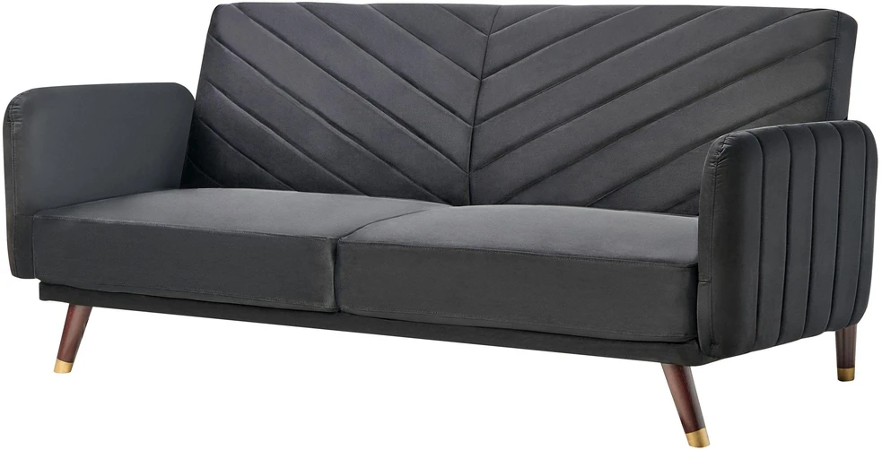 Beliani Trivietė išskleidžiama sofa SENJA, veliūras, juoda
