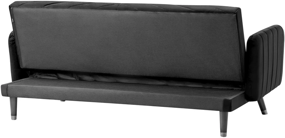 Beliani Trivietė išskleidžiama sofa SENJA, veliūras, juoda