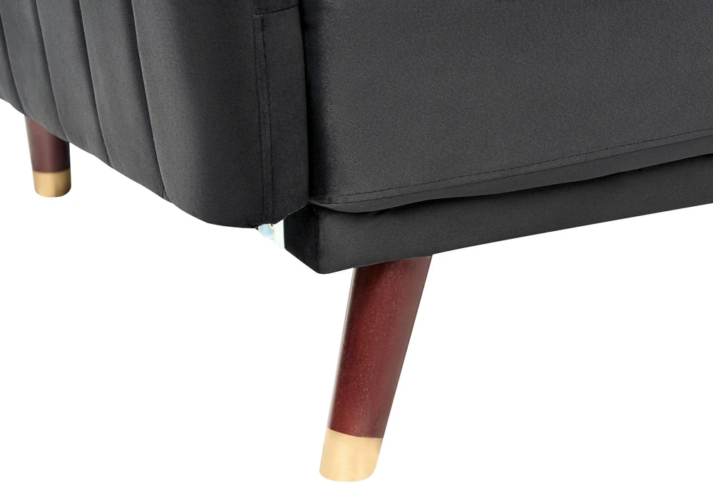 Beliani Trivietė išskleidžiama sofa SENJA, veliūras, juoda