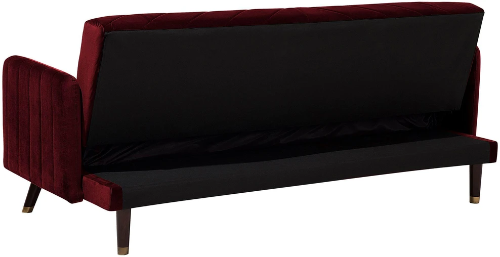 Beliani Trivietė išskleidžiama sofa SENJA, veliūrinė, bordinė