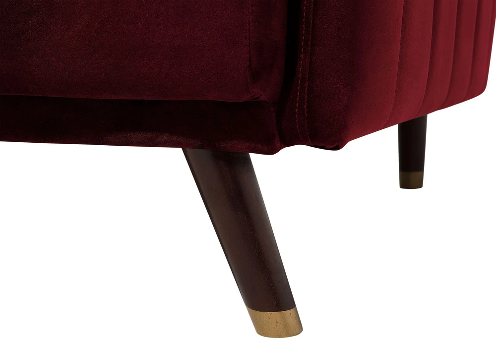 Beliani Trivietė išskleidžiama sofa SENJA, veliūrinė, bordinė