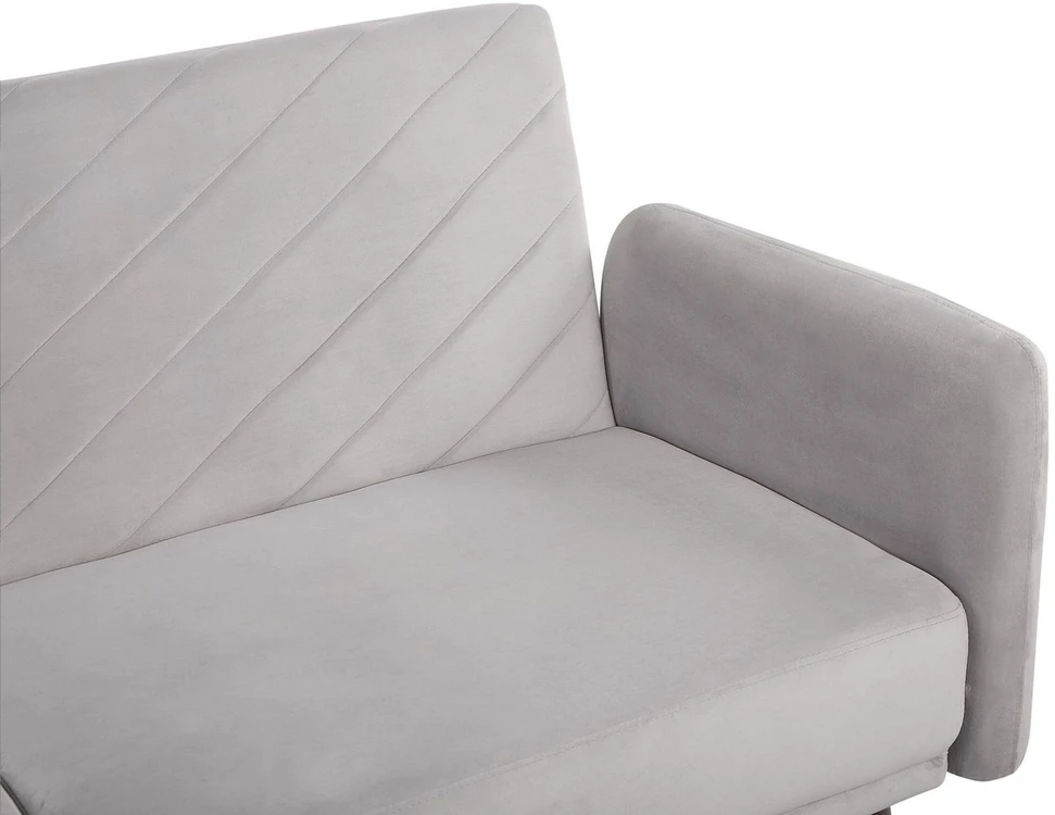 Beliani Trivietė išskleidžiama sofa SENJA, veliūras, šviesiai pilka