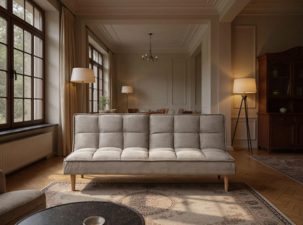 Beliani Trivietė išskleidžiama sofa SILJAN šviesiai pilka