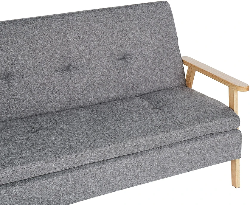 Beliani Trivietė išskleidžiama sofa TJORN šviesiai pilka