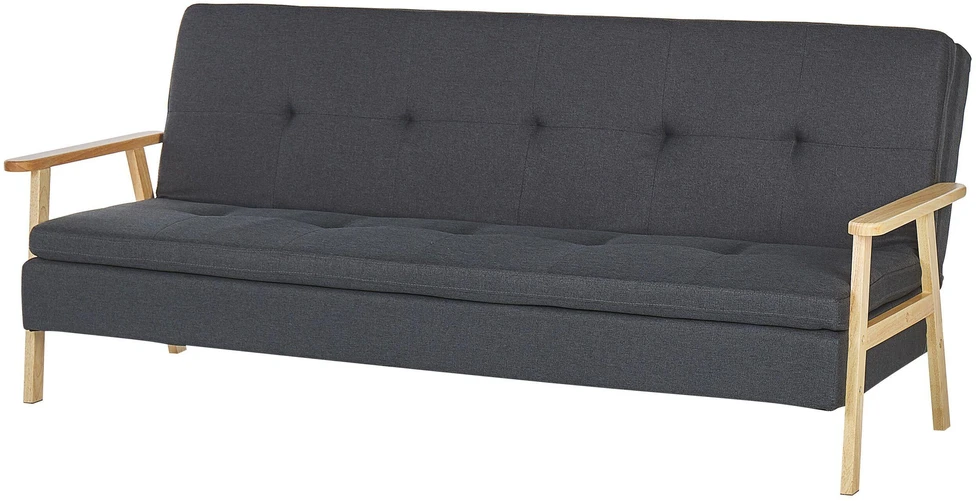 Beliani Trivietė išskleidžiama sofa TJORN tamsiai pilka
