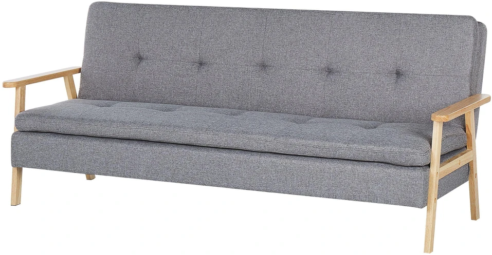 Beliani Trivietė išskleidžiama sofa TJORN šviesiai pilka