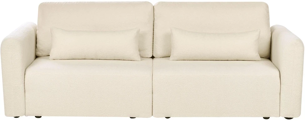 Beliani Trivietė išskleidžiama sofa VAXHOLM Boucle, kreminės spalvos su patalynės dėže