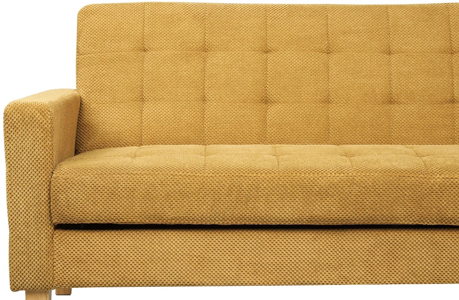 Beliani Trivietė išskleidžiama sofa VEHKOO garstyčių spalvos