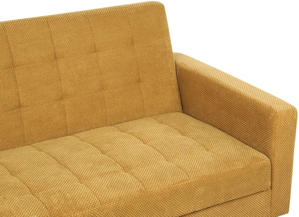 Beliani Trivietė išskleidžiama sofa VEHKOO garstyčių spalvos
