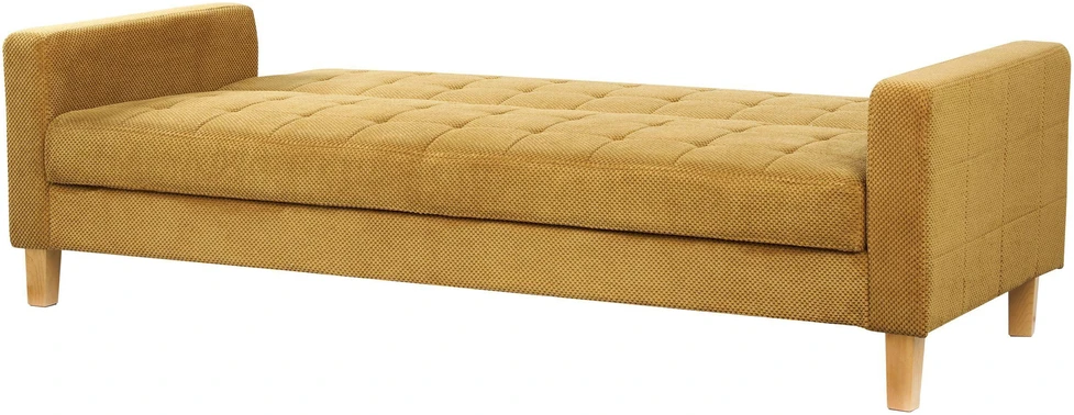 Beliani Trivietė išskleidžiama sofa VEHKOO garstyčių spalvos
