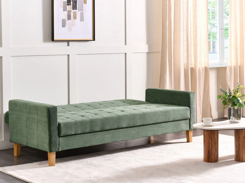 Beliani Trivietė išskleidžiama sofa VEHKOO tamsiai žalia