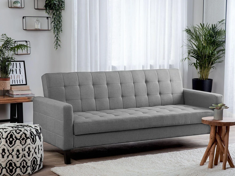 Beliani Trivietė išskleidžiama sofa VEHKOO šviesiai pilkos spalvos