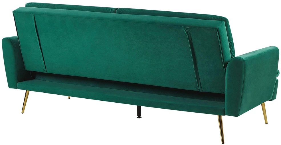 Beliani Trivietė išskleidžiama sofa VETTRE, veliūras, tamsiai žalia