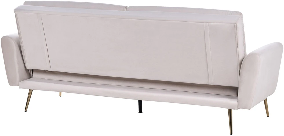 Beliani Trivietė išskleidžiama sofa VETTRE, veliūrinė, šviesiai smėlio spalvos