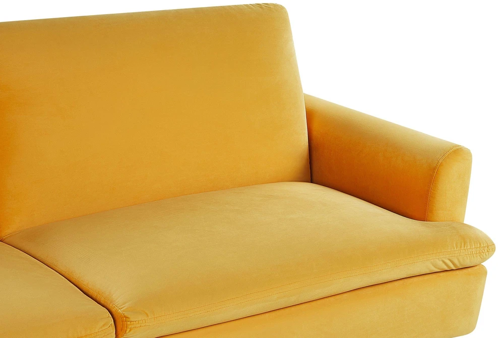 Beliani Trivietė išskleidžiama sofa VETTRE, veliūras, geltona