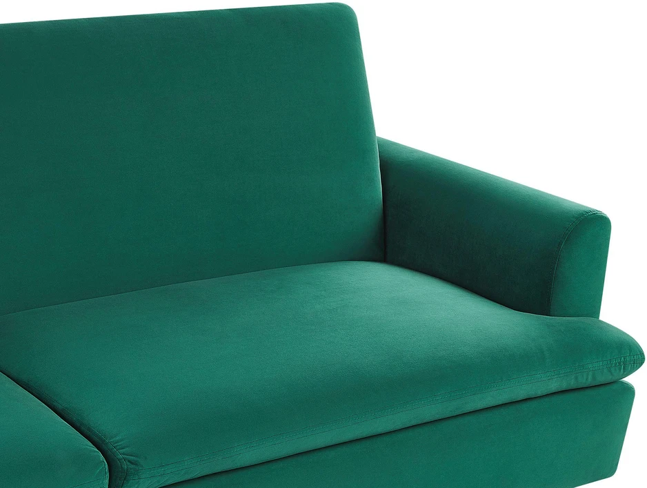 Beliani Trivietė išskleidžiama sofa VETTRE, veliūras, tamsiai žalia