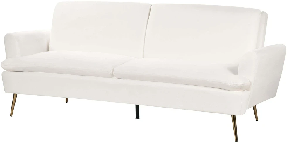 Beliani Trivietė išskleidžiama sofa VETTRE aksominė, kremiškai balta