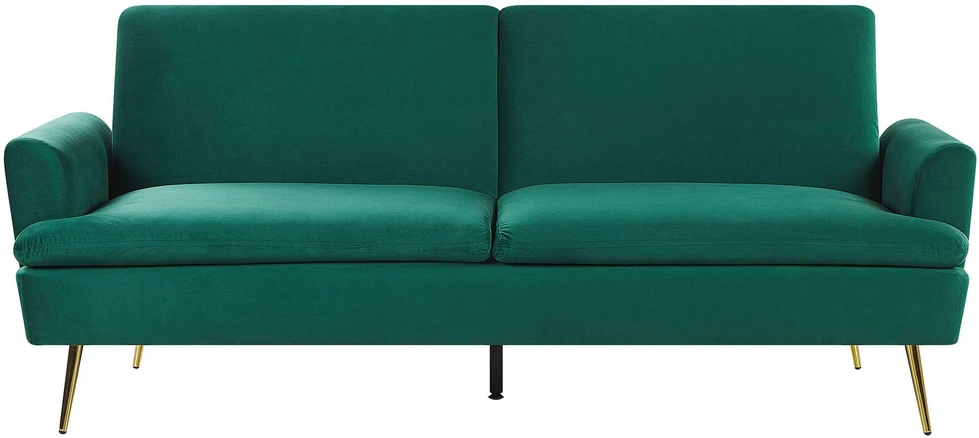 Beliani Trivietė išskleidžiama sofa VETTRE, veliūras, tamsiai žalia
