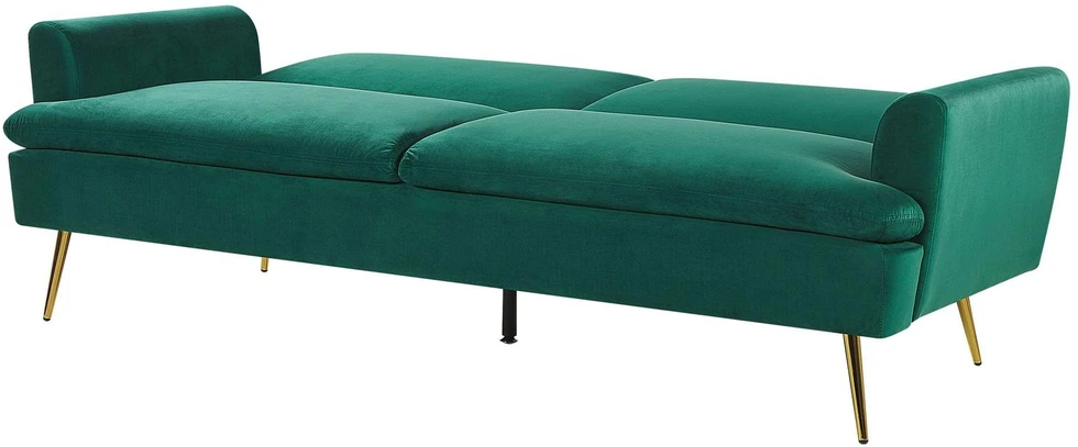 Beliani Trivietė išskleidžiama sofa VETTRE, veliūras, tamsiai žalia