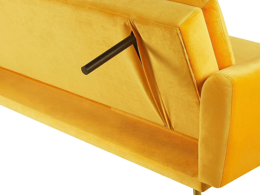 Beliani Trivietė išskleidžiama sofa VETTRE, veliūras, geltona