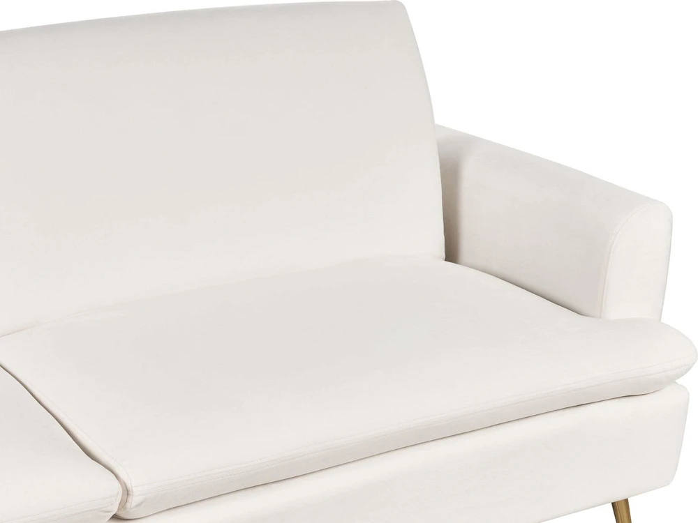 Beliani Trivietė išskleidžiama sofa VETTRE aksominė, kremiškai balta