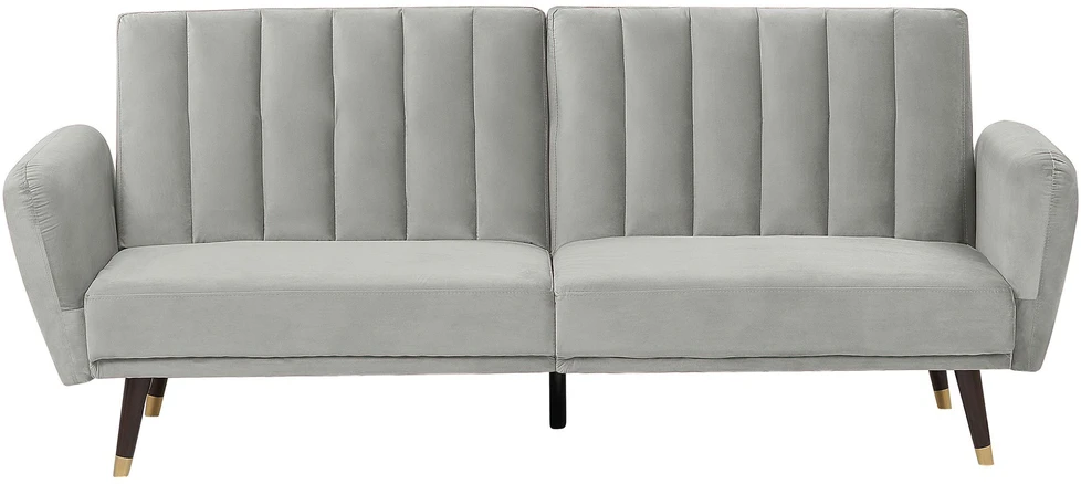 Beliani Trivietė išskleidžiama sofa VIMMERBY, šviesiai pilkas veliūras