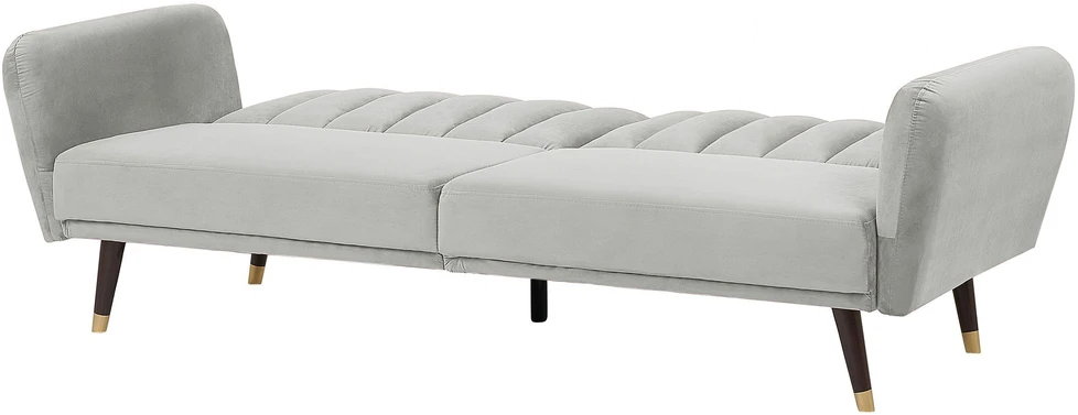 Beliani Trivietė išskleidžiama sofa VIMMERBY, šviesiai pilkas veliūras